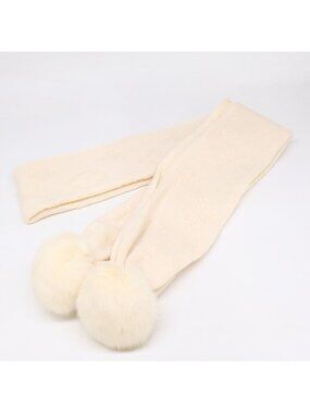 Louis Vuitton Mink Pom Cashmere Scarf